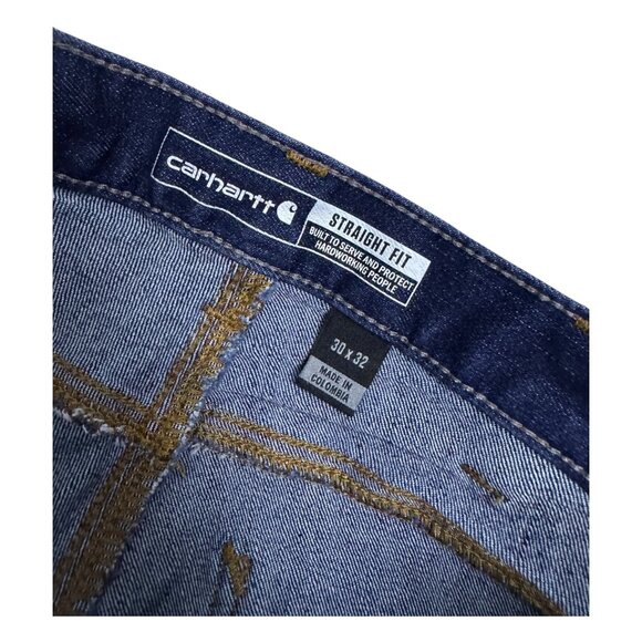 CARHARTT Straight Fit Dark Wash Casual Work Denim Pants Jeans Mens 30x32 - Picture 6 of 7